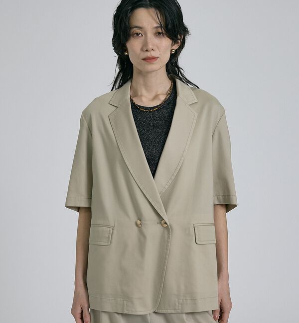 qualite「【接触冷感＆セットアップ対応】ライトデニムハーフスリーブジャケット」|その他|