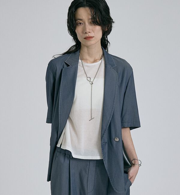 qualite「【接触冷感＆セットアップ対応】ライトデニムハーフスリーブジャケット」|その他|