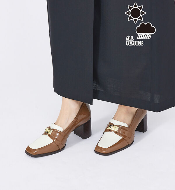 AU BANNISTER「【晴雨兼用】ヒールアップローファー」|レインシューズ|キャメル