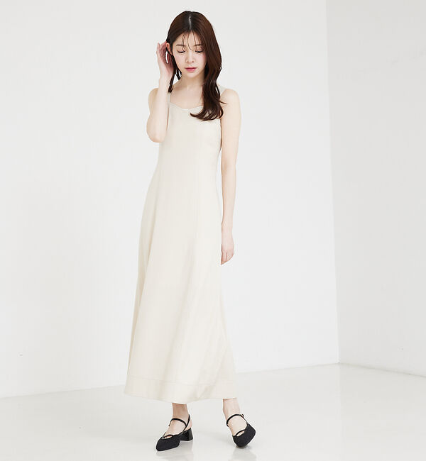 SELFIST「デニムライクリボン付ワンピース」|ワンピース|ベージュ