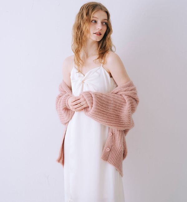 SELFIST「【一花さんコラボ】ニットカーデ＆サテンワンピースSET」|ワンピース|