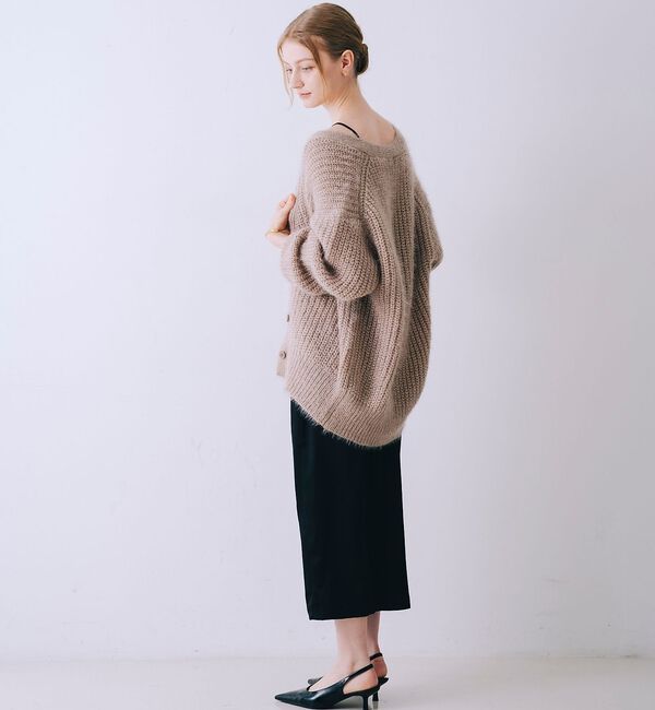 SELFIST「【一花さんコラボ】ニットカーデ＆サテンワンピースSET」|ワンピース|