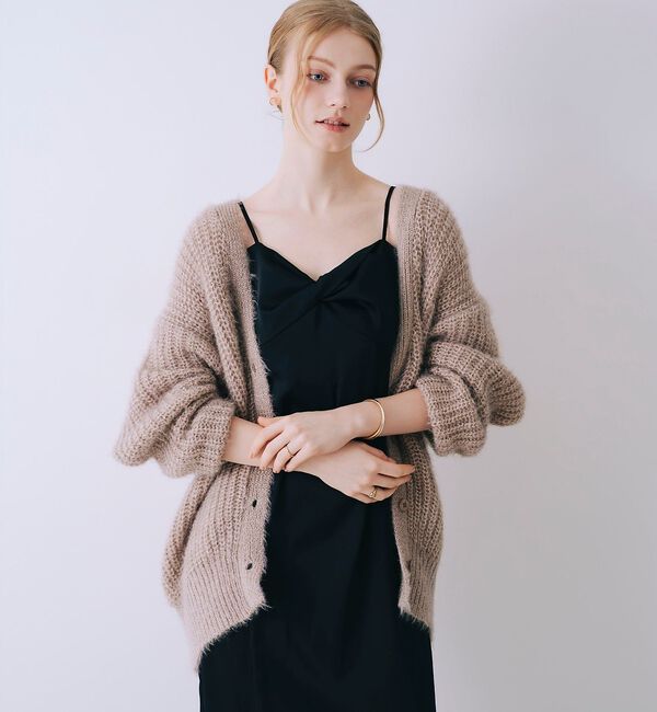 SELFIST「【一花さんコラボ】ニットカーデ＆サテンワンピースSET」|ワンピース|