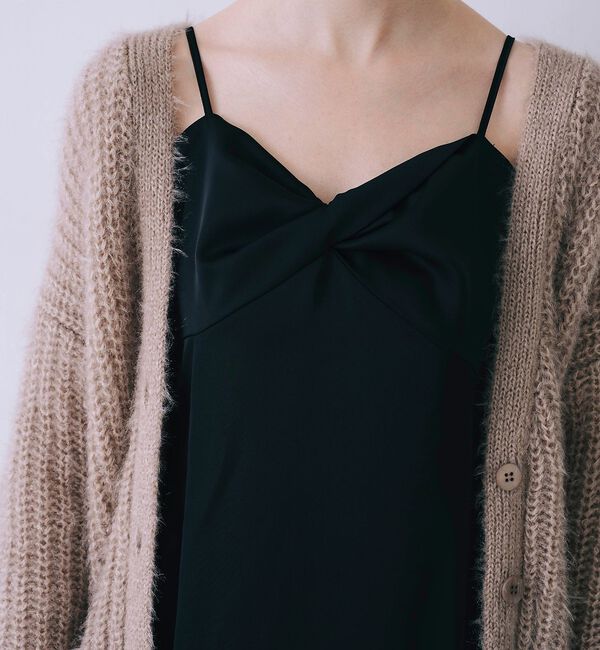SELFIST「【一花さんコラボ】ニットカーデ＆サテンワンピースSET」|ワンピース|