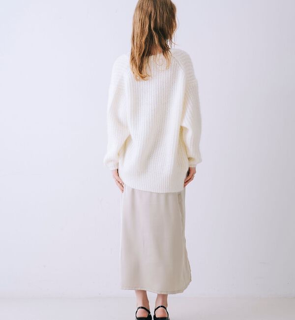 SELFIST「【一花さんコラボ】ニットカーデ＆サテンワンピースSET」|ワンピース|