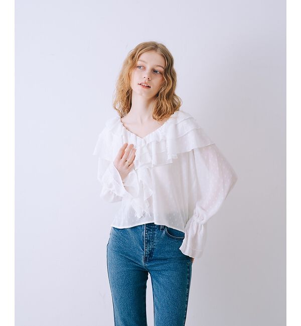 SELFIST「ラッフルドビーストライプブラウス」|シャツ・ブラウス|