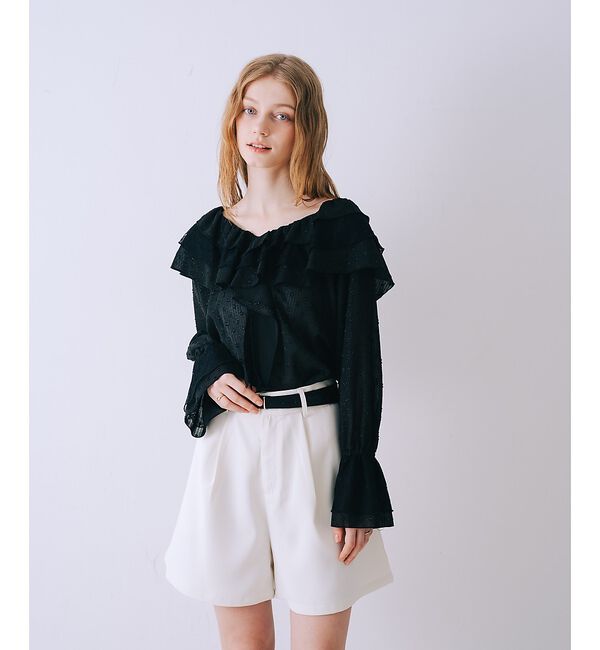 SELFIST「ラッフルドビーストライプブラウス」|シャツ・ブラウス|