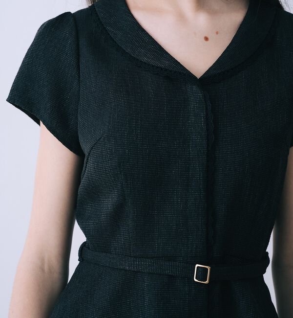 SELFIST「ツイードベルト付半袖ペプラムブラウス【予約】」|シャツ・ブラウス|