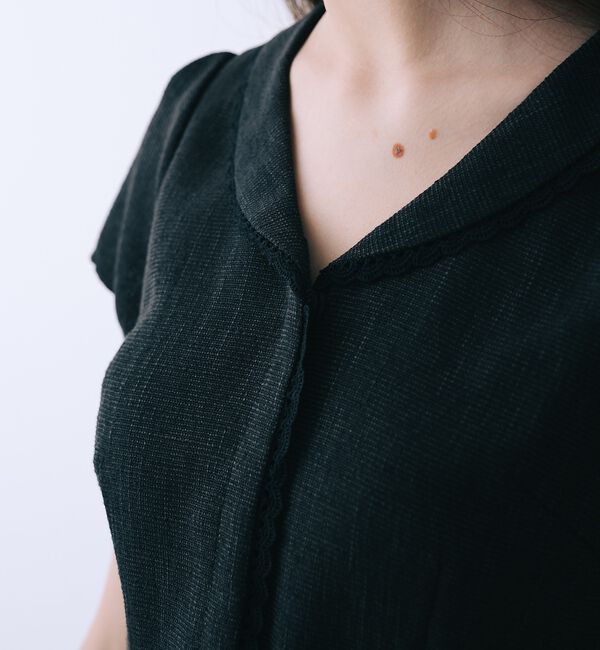 SELFIST「ツイードベルト付半袖ペプラムブラウス【予約】」|シャツ・ブラウス|