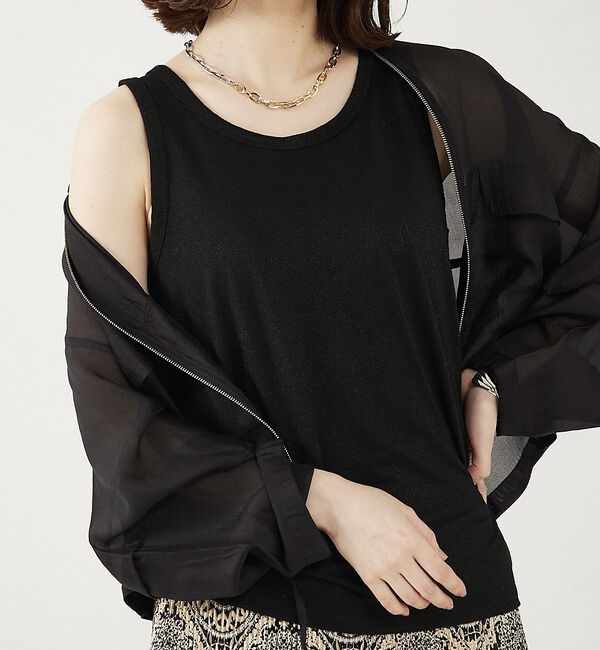 abahouse mavie「ラメタンクトップ」|キャミソール|ブラック