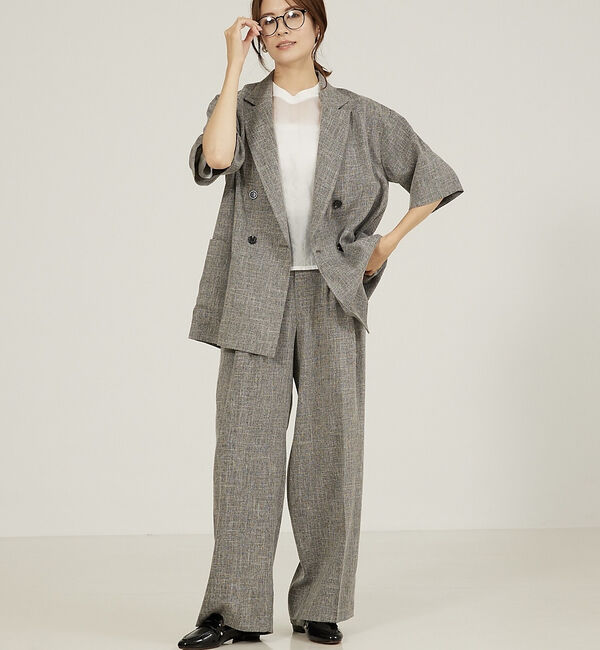 abahouse mavie「【大人気半袖ジャケットにセットアップ対応！】リネンライクタックワイドパンツ/WE」|その他|