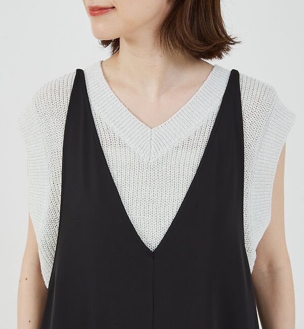 abahouse mavie「【大人のいちまんワンピ】クールタッチサテンキャミジャンスカ」|ジャンパースカート|