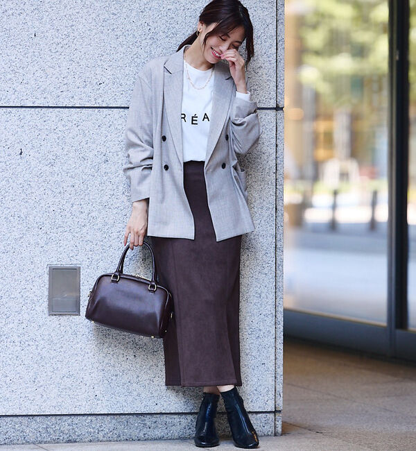 abahouse mavie「フェイクスウェード/フェイクレザースリットタイトスカート」|スカート|