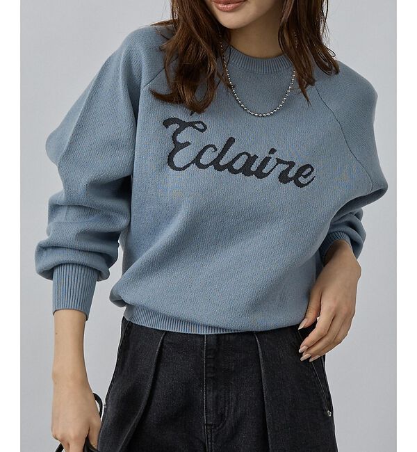 abahouse mavie「【新色追加】ロゴジャガードニット」|ニット・セーター|ブルーグレー