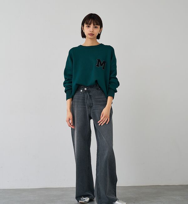 abahouse mavie「スウェットライク刺繍ニット」|ニット・セーター|