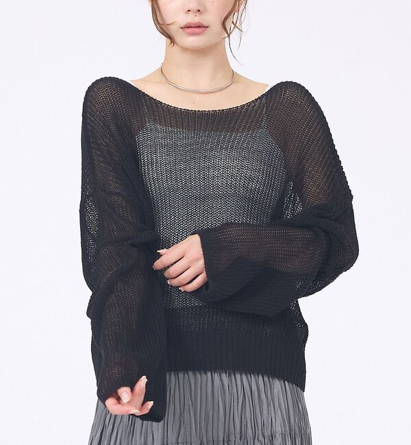 abahouse mavie「【主役級】シアーニットプルオーバー」|ニット・セーター|ブラック