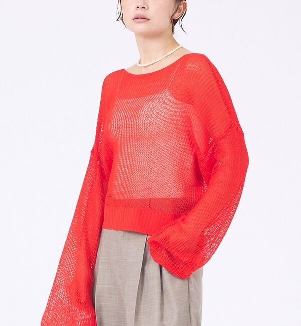 abahouse mavie「【主役級】シアーニットプルオーバー」|ニット・セーター|オレンジ