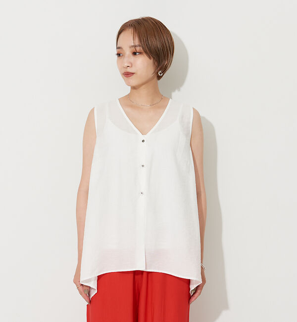 NOMINE「【襟取り外し可能】リネンライク3WAYボリュームカラーブラウス」|シャツ・ブラウス|