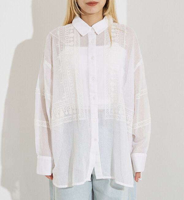 NOMINE「【WEB限定】コットネット 刺繍シャツ」|シャツ・ブラウス|