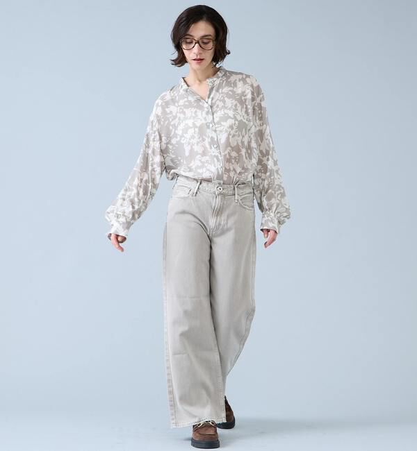 Liesse「強撚割繊フラワープリントシャツブラウス」|シャツ・ブラウス|