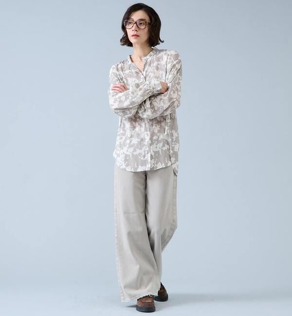 Liesse「強撚割繊フラワープリントシャツブラウス」|シャツ・ブラウス|