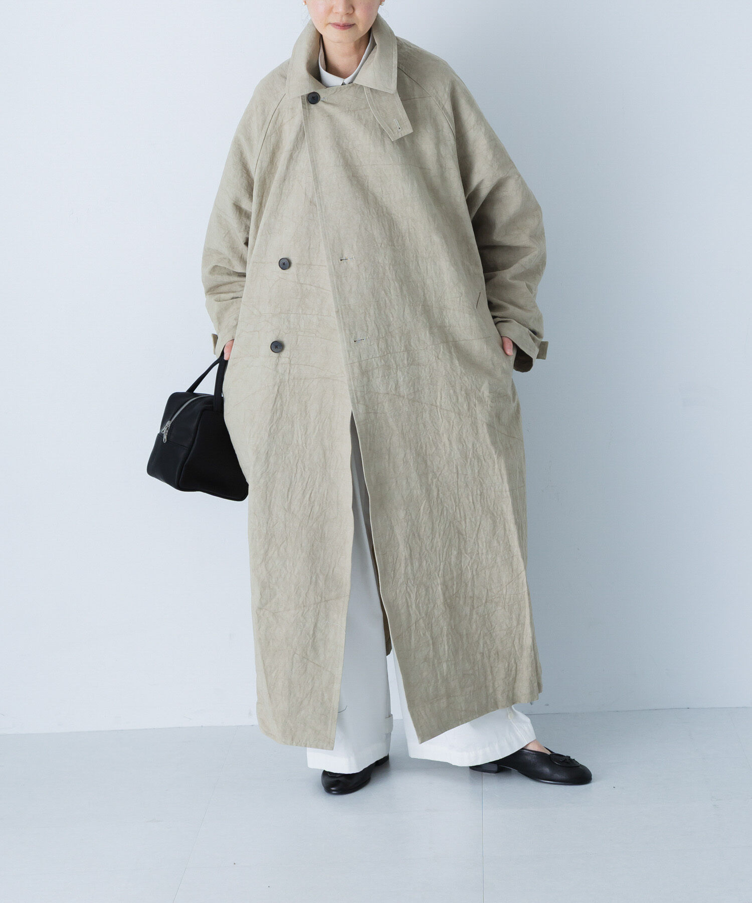 かぐれ「『ユニセックス』コットンリネンオーバートレンチコート」|トレンチコート|ベージュ