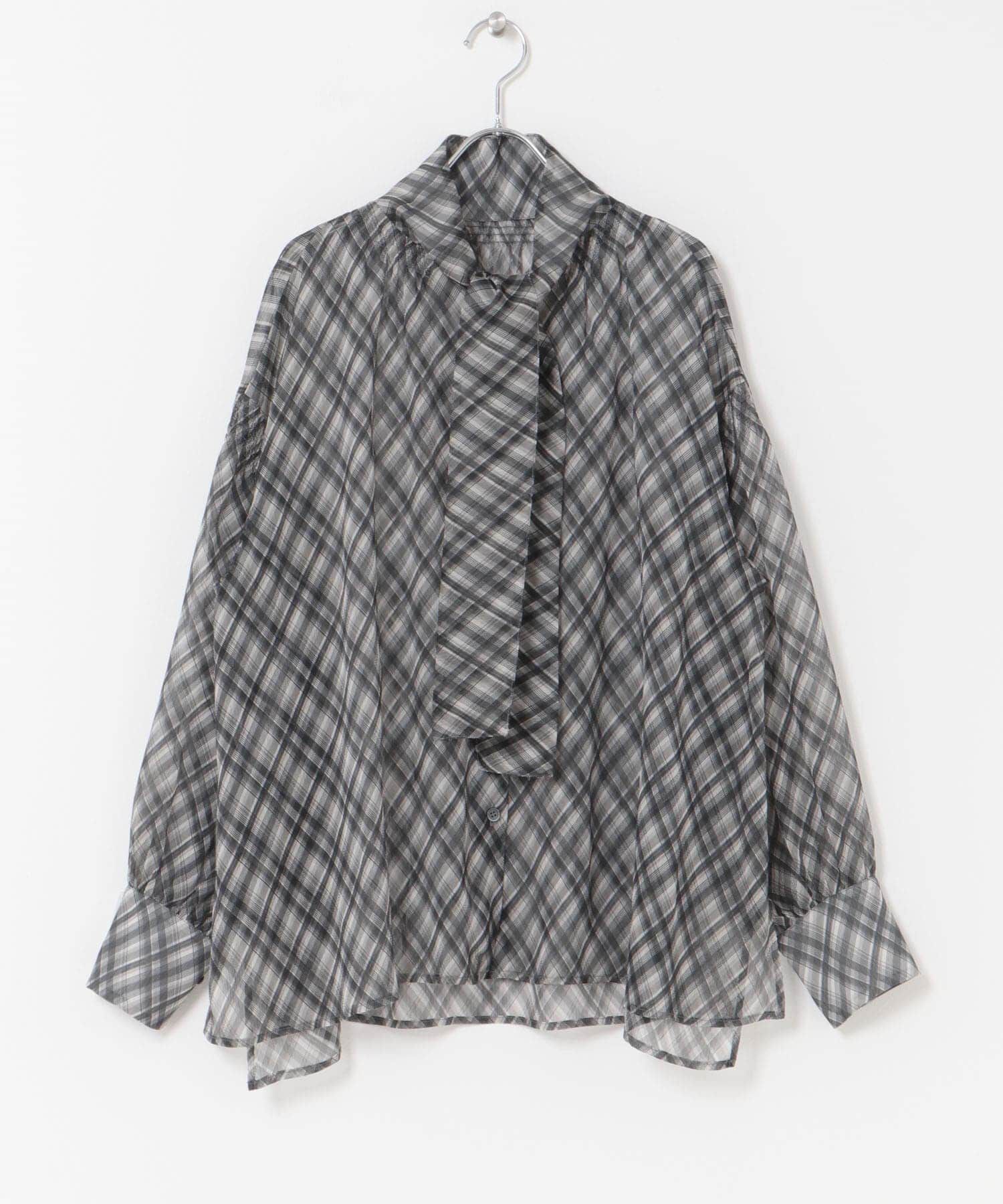 URBAN RESEARCH ROSSO「チェックボウタイボリュームブラウス」|シャツ・ブラウス|