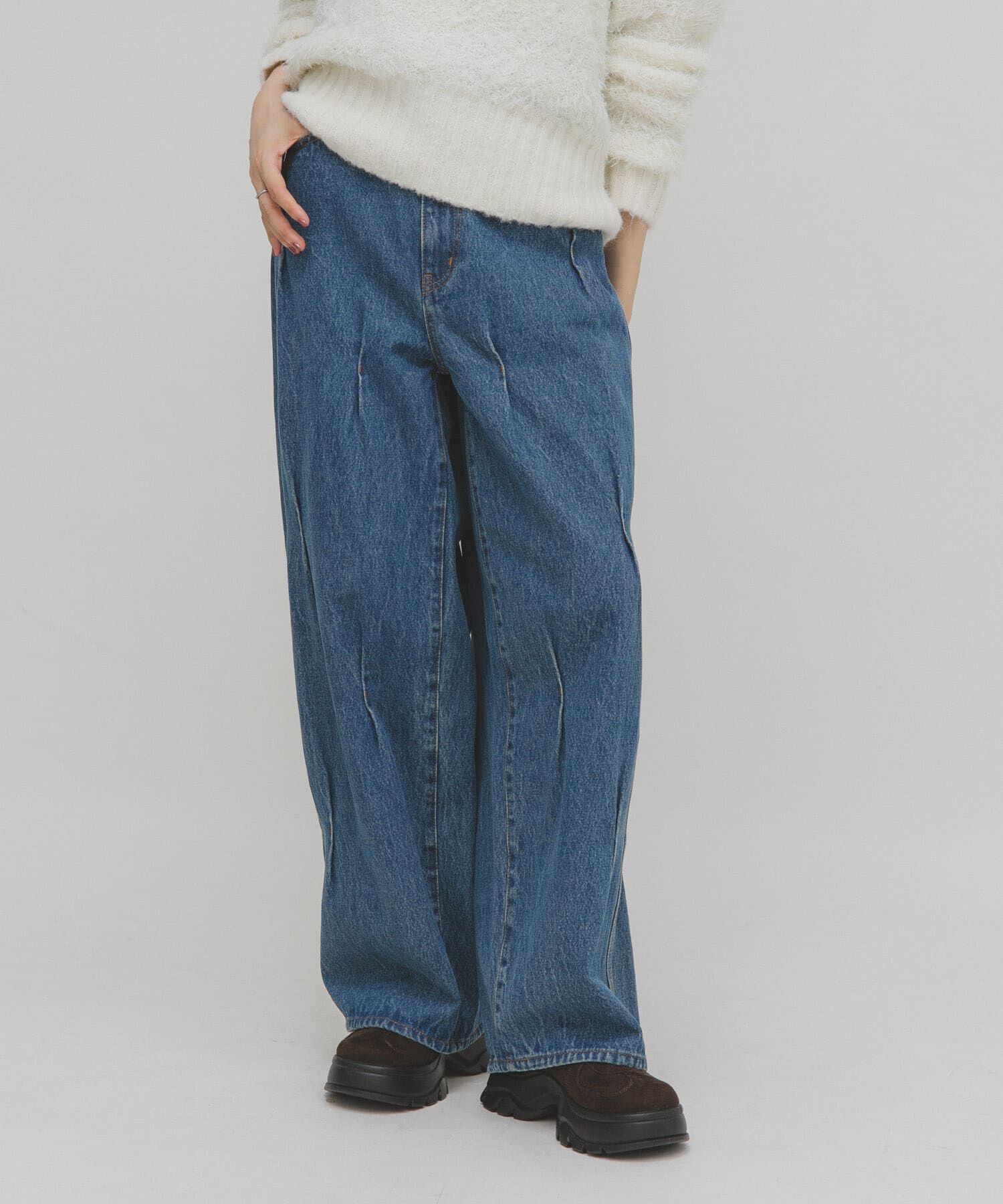  「タックWIDEデニム」|デニム|