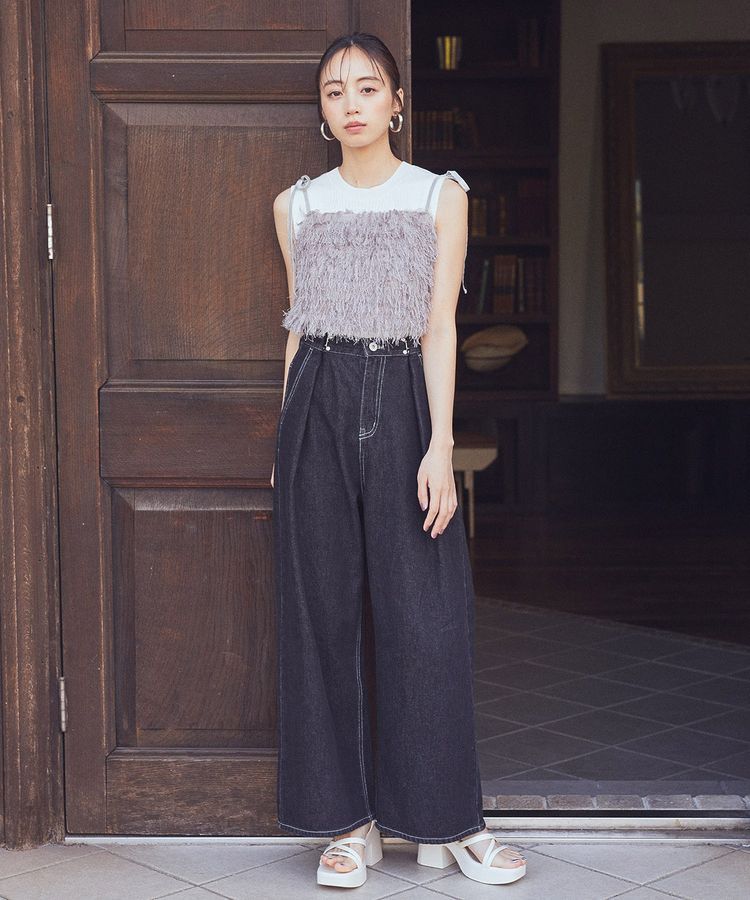 earth music&ecology「ランダムリブノースリーブニット」|ニット・セーター|