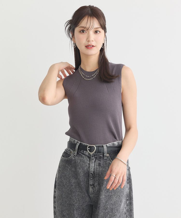 earth music&ecology「ランダムリブノースリーブニット」|ニット・セーター|