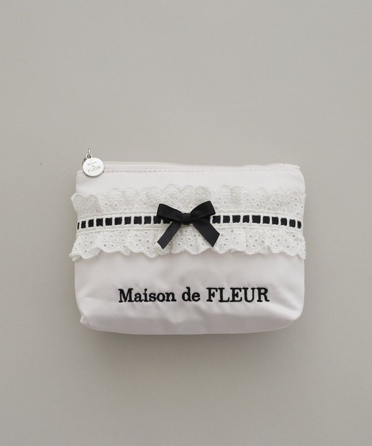 Maison de FLEUR「コットンフリルポーチ」|ポーチ|ピンク