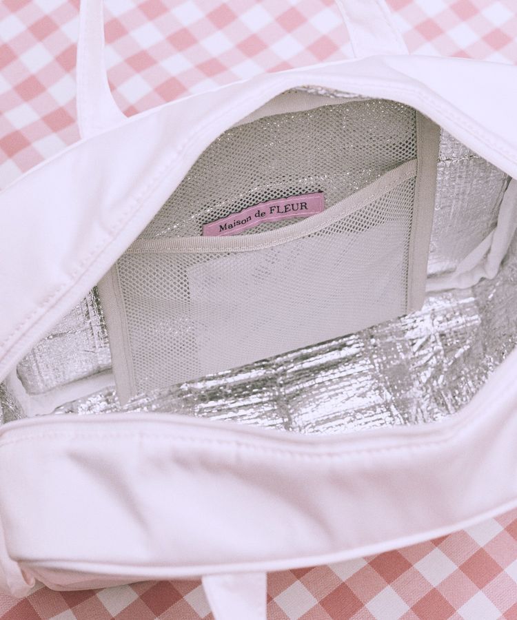 Maison de FLEUR「【保冷機能付き】サテンサイドリボン保冷バッグ」|トートバッグ|