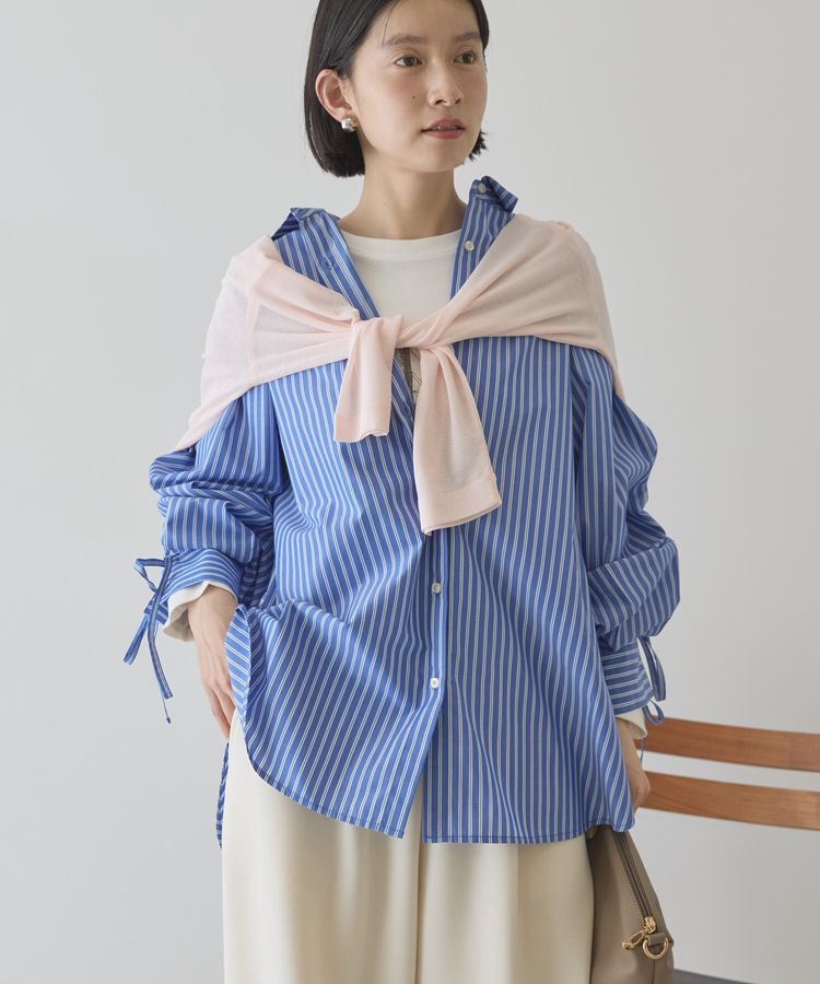 AMERICAN HOLIC「【WEB限定】イージーケアバックギャザーリボンシャツ」|シャツ・ブラウス|