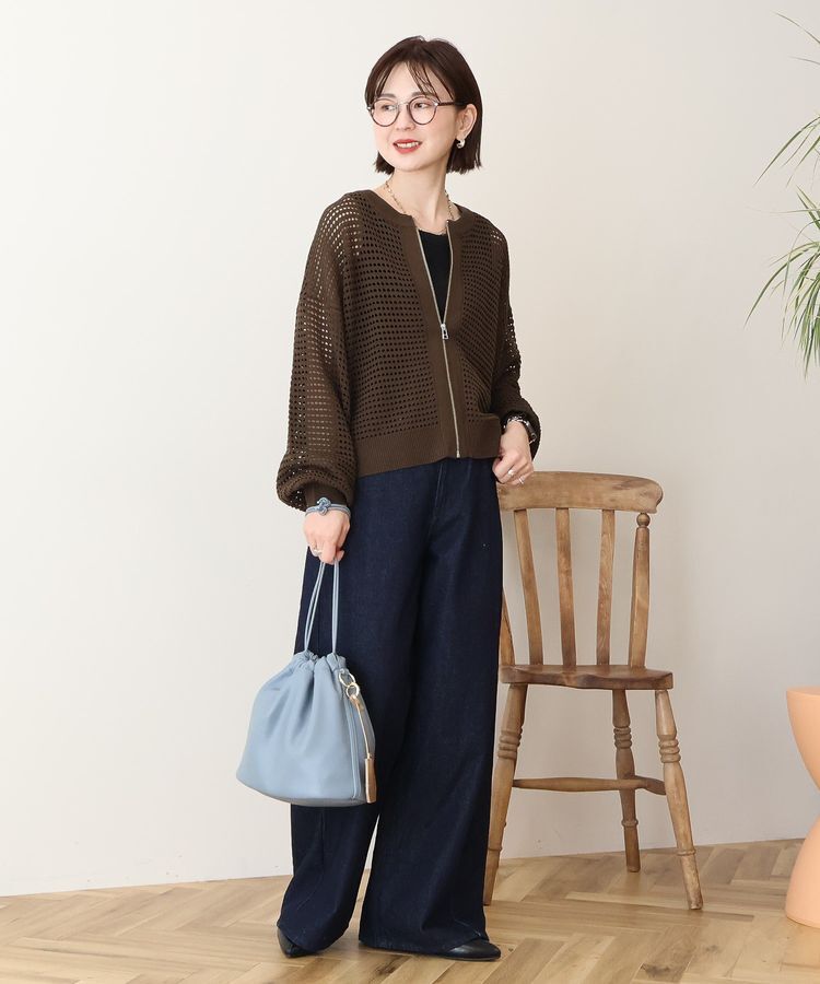 AMERICAN HOLIC「ジップアップメッシュニットカーディガン【WEB限定カラー有り】」|カーディガン|