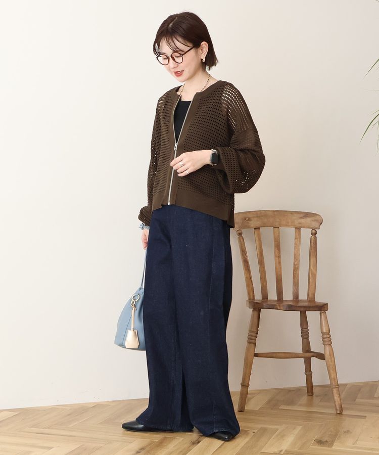 AMERICAN HOLIC「ジップアップメッシュニットカーディガン【WEB限定カラー有り】」|カーディガン|