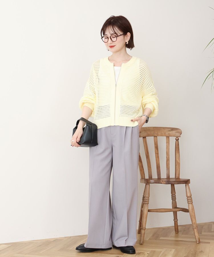 AMERICAN HOLIC「ジップアップメッシュニットカーディガン【WEB限定カラー有り】」|カーディガン|