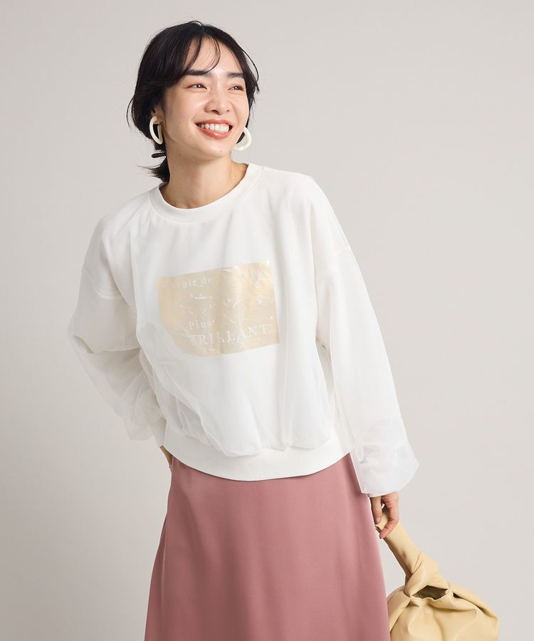 Green Parks「箔プリントチュール重ねプルオーバー」|スウェット・ジャージ|