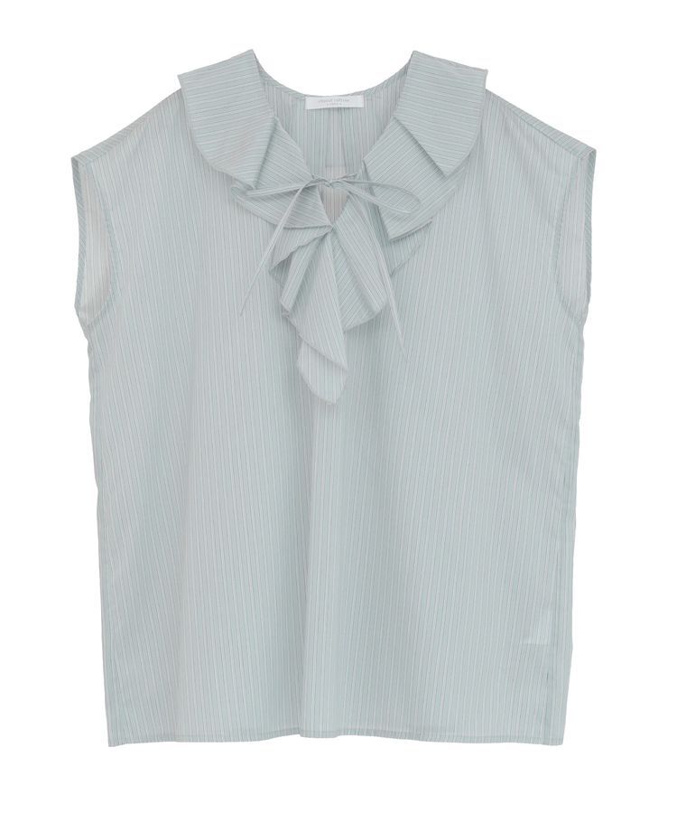 Green Parks「ノースリーブストライプフリルブラウス」|シャツ・ブラウス|