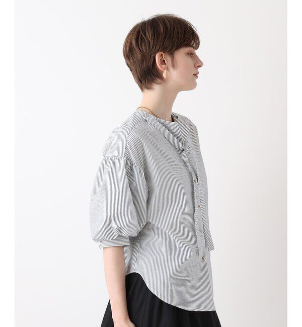 allureville「サッカーストライプパフスリーブブラウス」|シャツ・ブラウス|