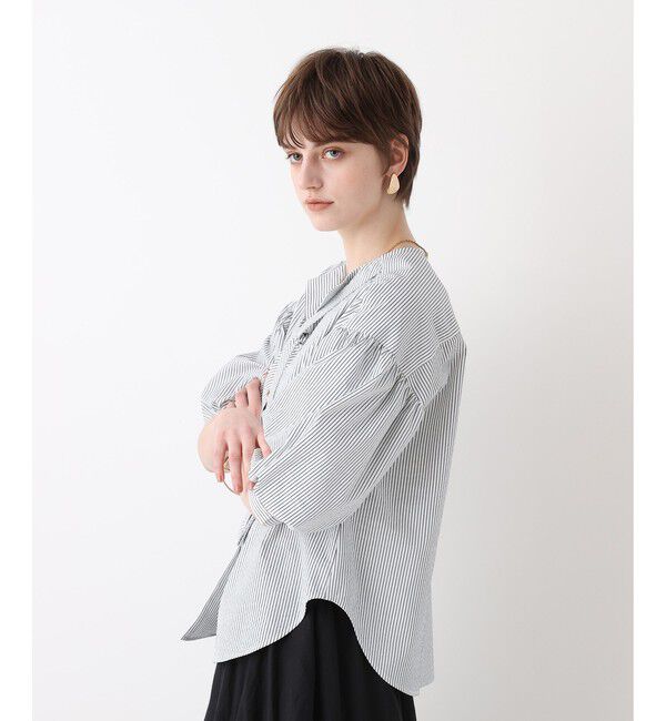 allureville「サッカーストライプパフスリーブブラウス」|シャツ・ブラウス|