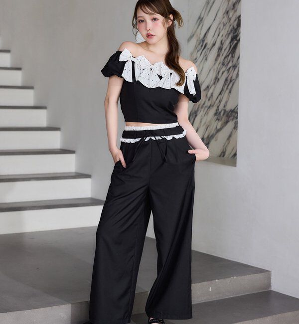  「【Black Ribbon Collection】ウエストフリルスラックス」|その他|