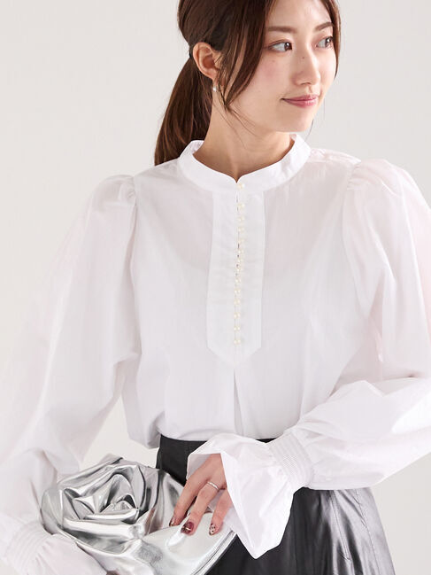 Te chichi「フロントパール釦ブラウス」|シャツ・ブラウス|オフホワイト