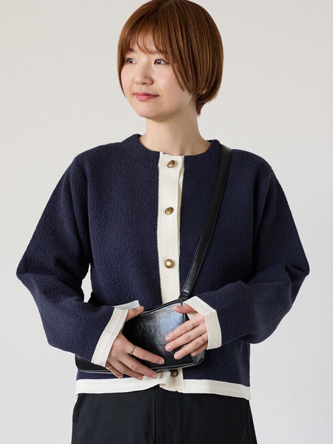 Lugnoncure「金釦配色ニットジャケット」|カーディガン|ネイビー