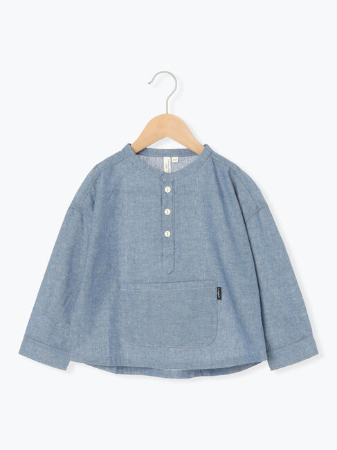 Samansa Mos2 Lagom「ダンガリースタンドカラーシャツ」|シャツ・ブラウス|ブルー