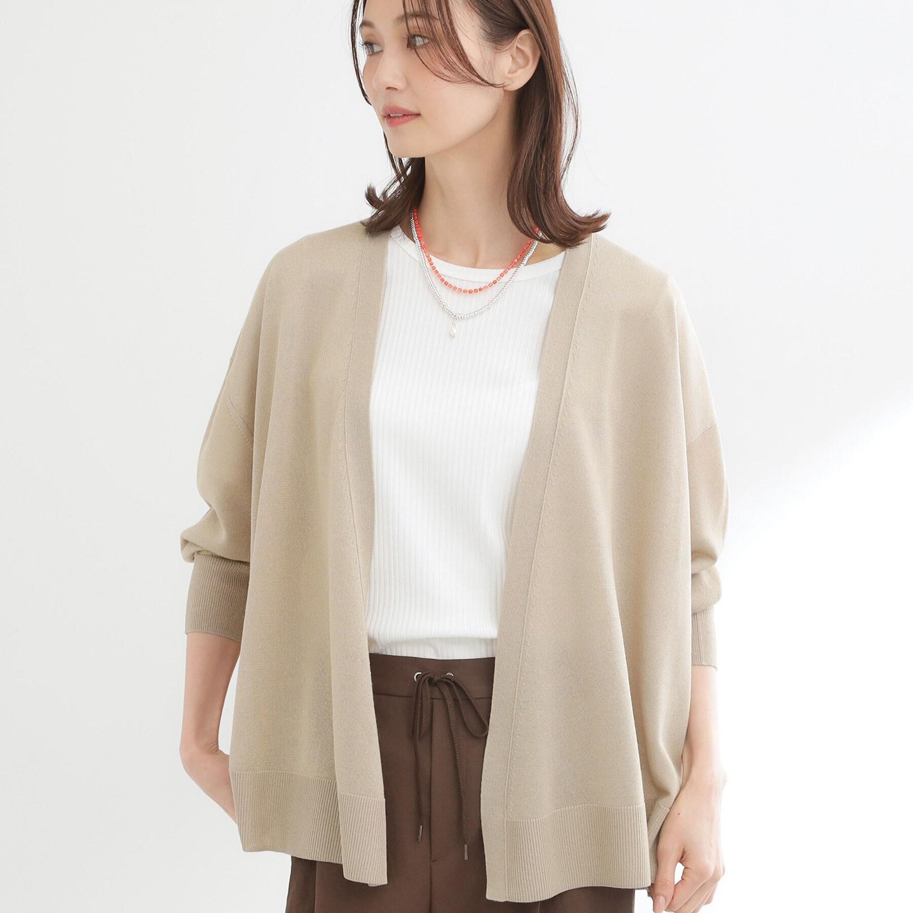 Reflect「【冷房対策に◎】すっきり見え着流しカーディガン」|カーディガン|ベージュ(052)