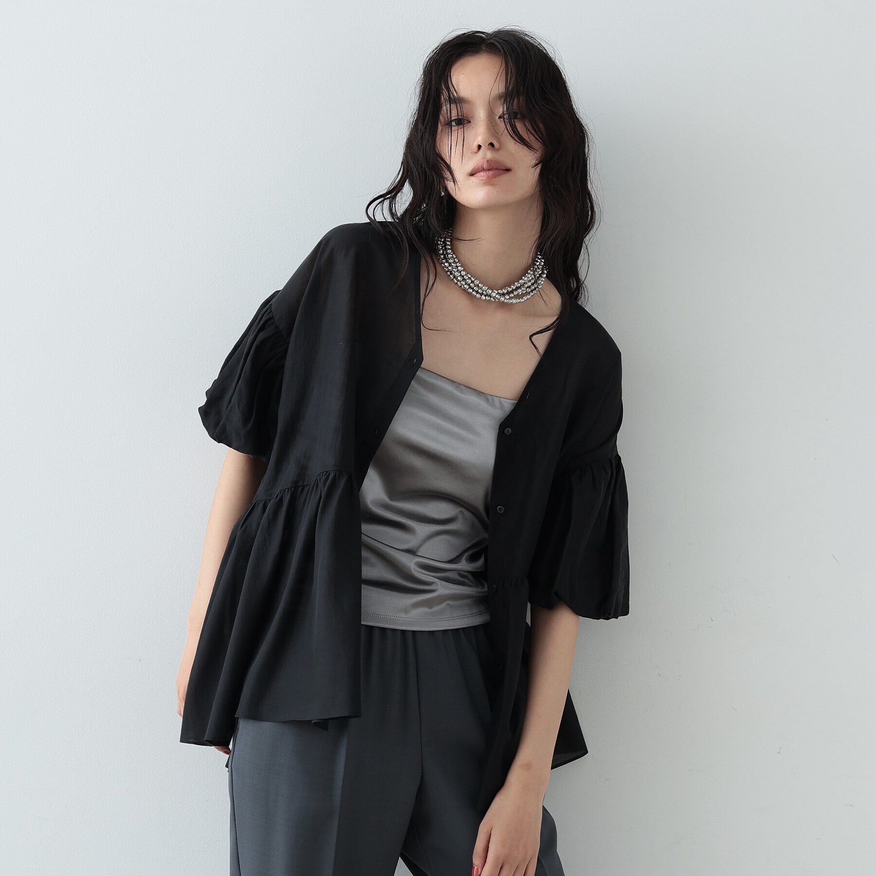 GALLEST「シアーペプラムブラウス」|シャツ・ブラウス|ﾌﾞﾗｯｸ(019)