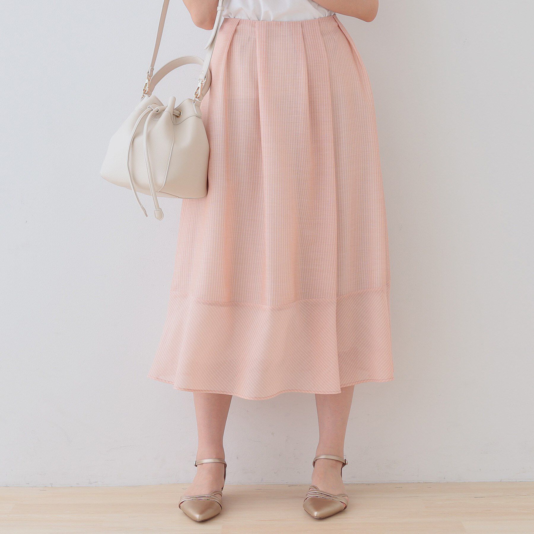 INDIVI「新色登場！【洗える／エアリー素材】巻き風ロングスカート」|スカート|オレンジ(365)