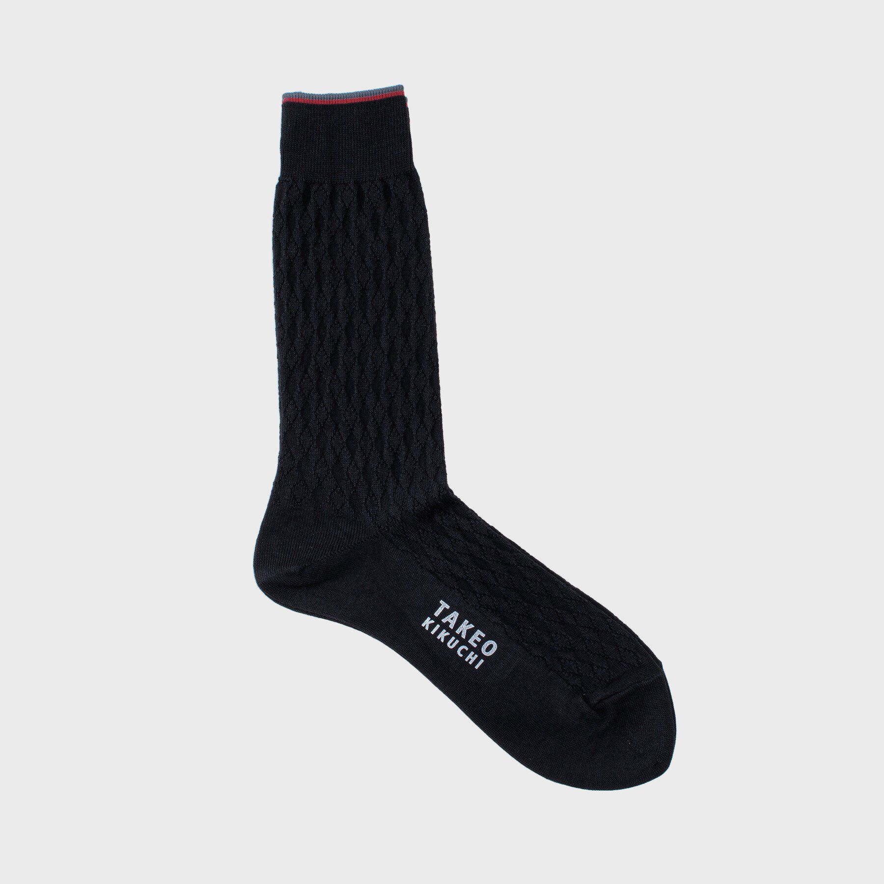 TAKEO KIKUCHI「【抗菌防臭/日本製】リンクスダイヤ柄 ドレスソックス」|ソックス|ブラック(019)