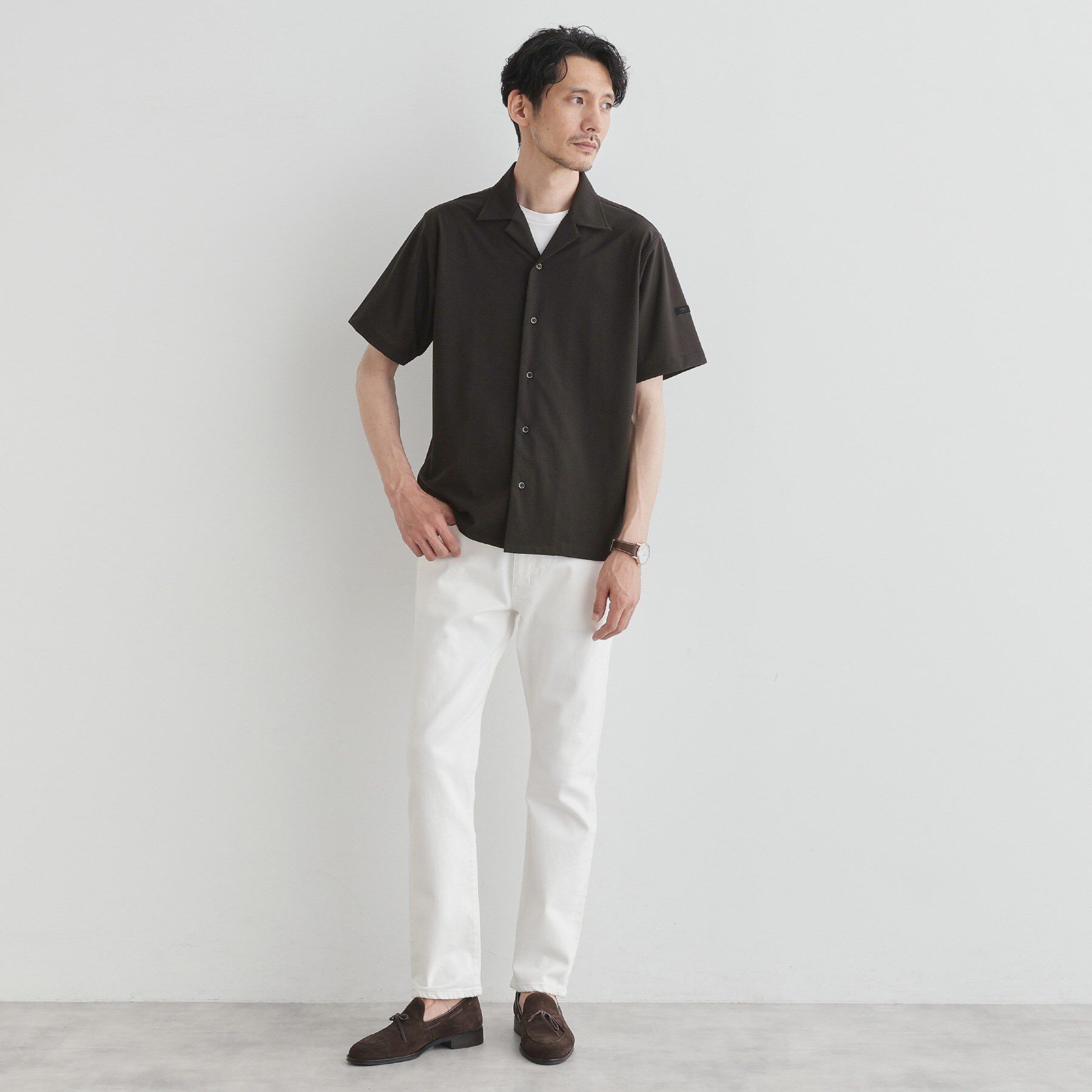 TAKEO KIKUCHI「【COOL CITY WEAR】エアートール オープンカラーシャツ /接触冷感・通気性」|シャツ・ブラウス|