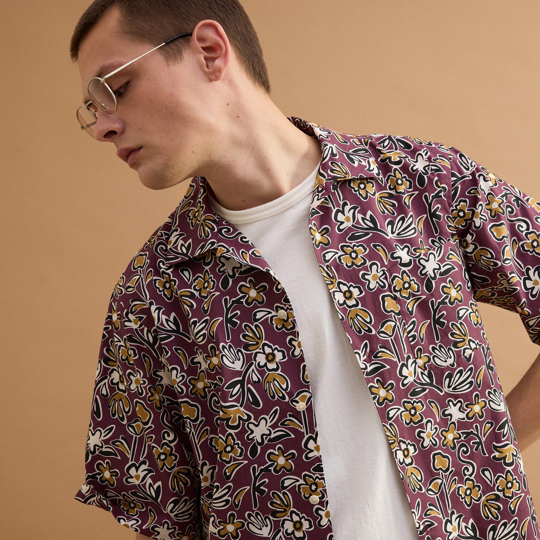 40CARATS&525「フラワープリントオープンカラー半袖シャツ」|シャツ・ブラウス|